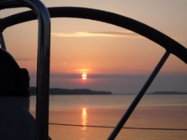 Sonnenuntergang an Bord